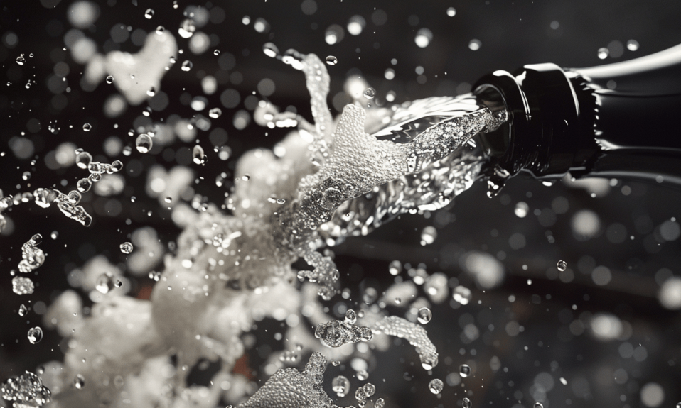 Bouteille versant de l'eau éclaboussures.